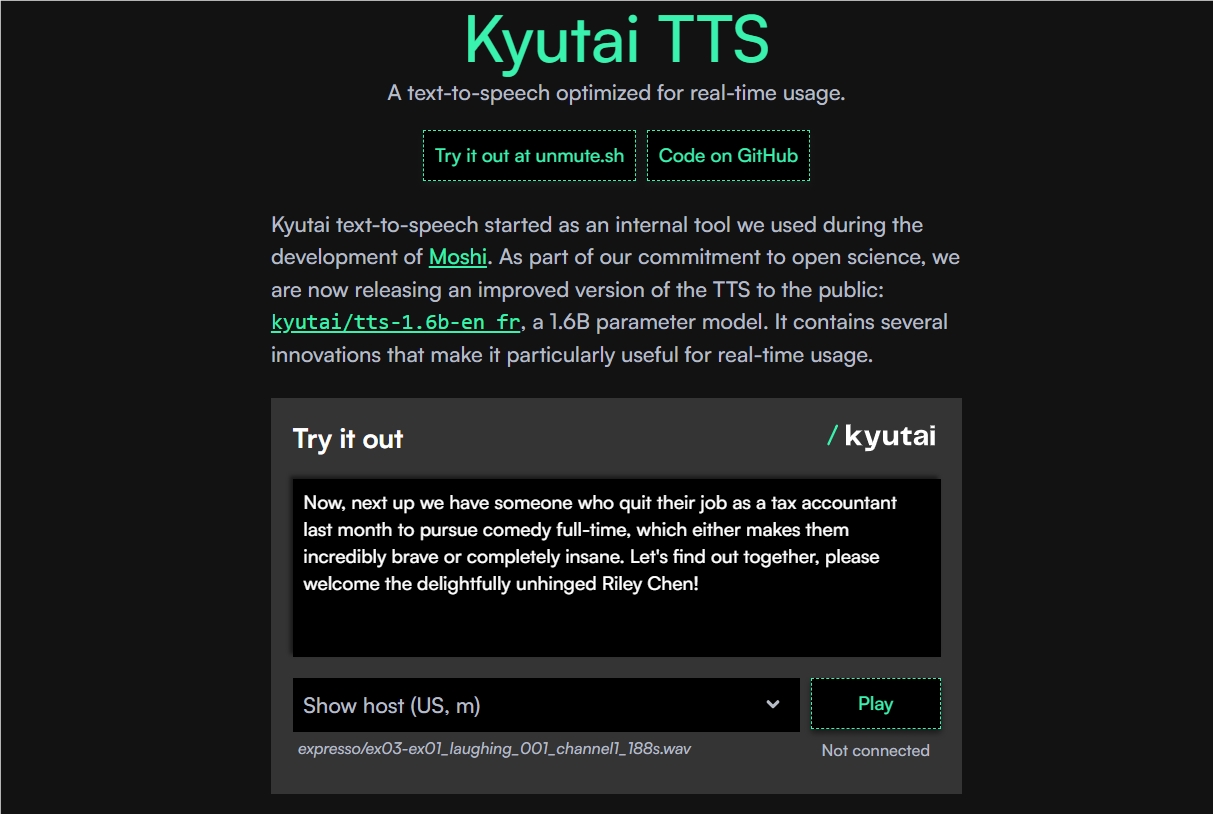 Kyutai TTS模型演示